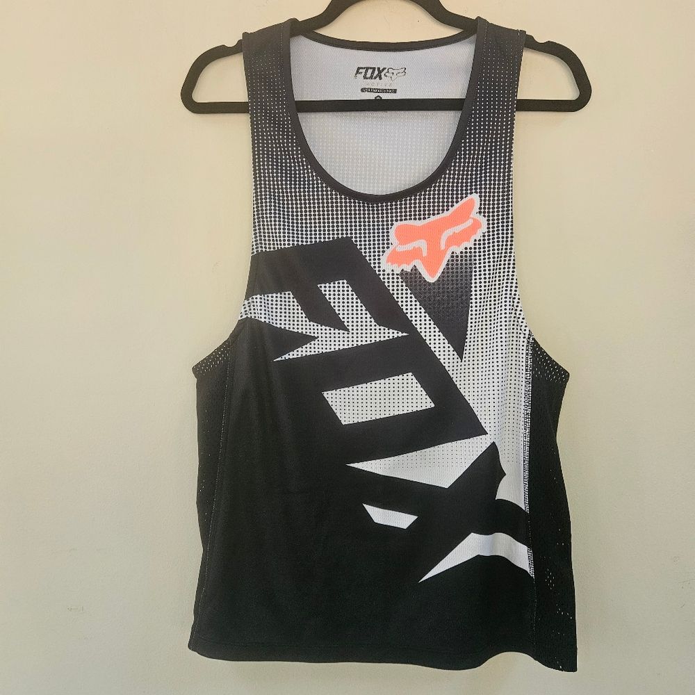 VTG Fox Active Racing Tank Top Mens Sz S Black Graphic Big Logo Breathable 16829